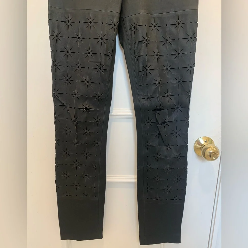 Haider Ackermann Black Leather Laser Cut Leggings Size 36/US Size S - Picture 5 of 10